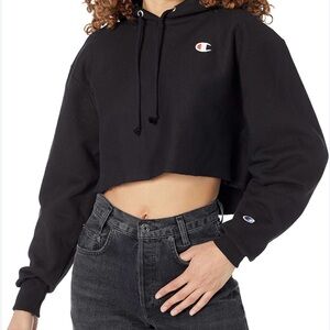 Champion black Women's Cropped Pullover Hoodie, Reverse Weave XS size